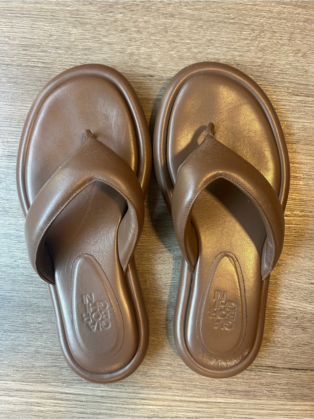 Gia Borghini Brown Padded Thong Sandals